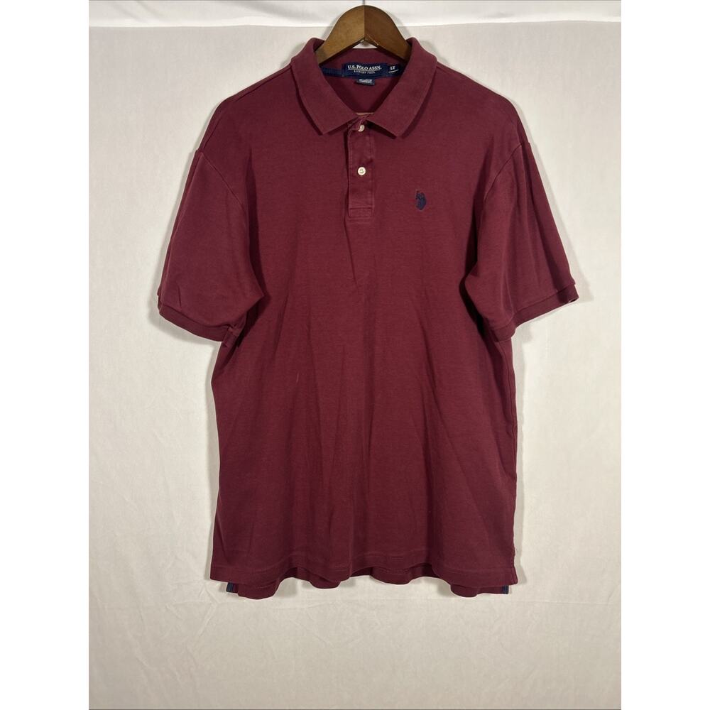 U.S. Polo Assn Men LT Burgundy Polo Shirt Cotton Short Sleeve Classic Logo